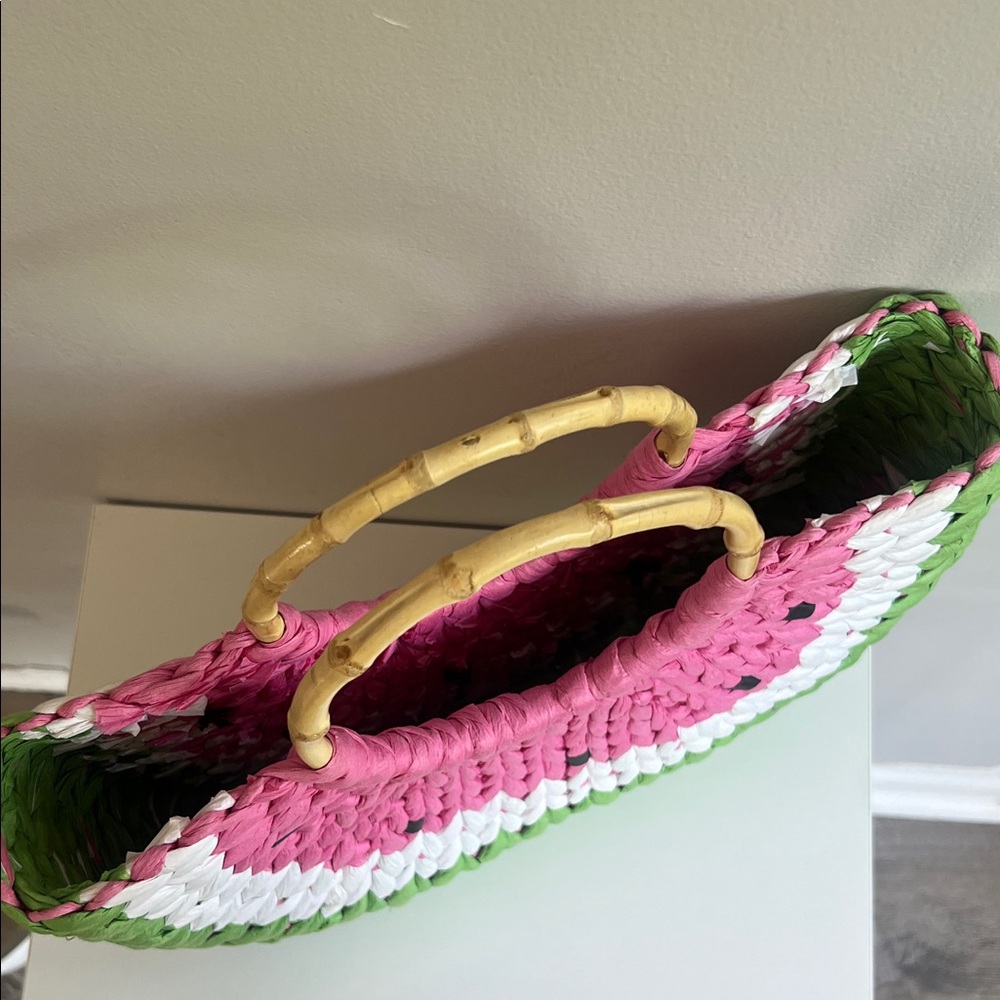 Pink and Green Woven Tote Bag - Picture 6 of 10